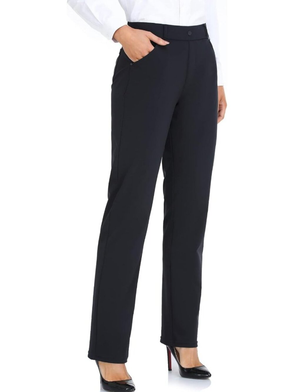 Chic Women's Straight Leg Dress Pants for Work & Yoga - Comfortable & Stylish